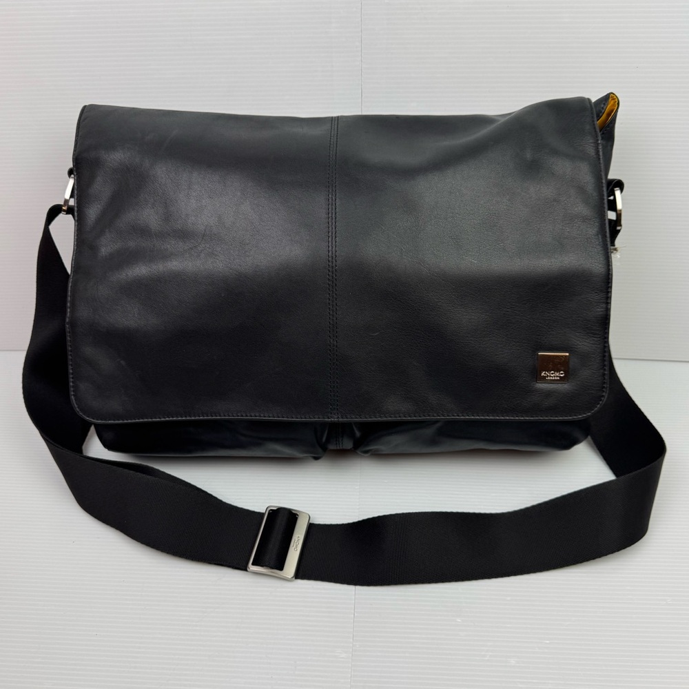 Knomo Kobe London Messenger Men's  Leather & Nylon Laptop Briefcase Shoulder Bag